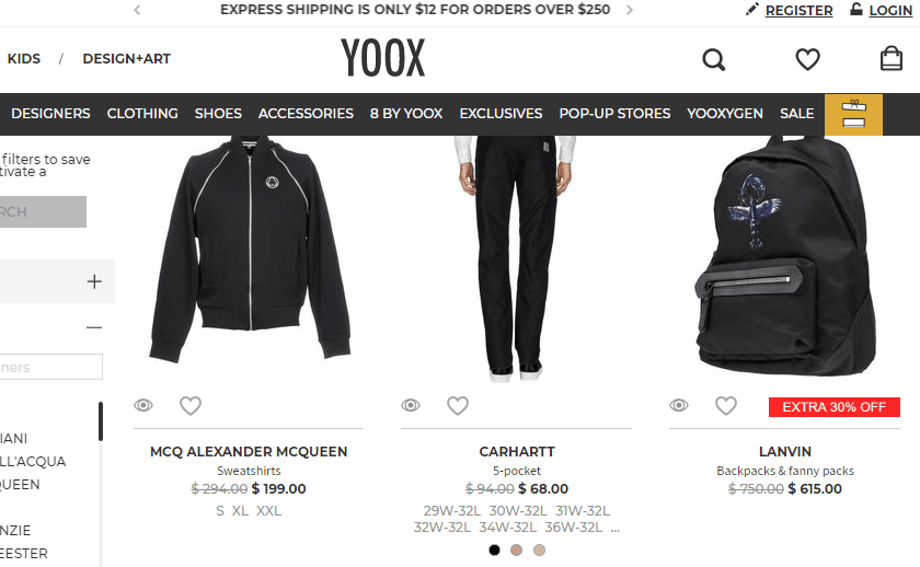 YOOX名牌網2018雙十二優惠碼  多款時尚單品有額外75折  熱門品牌包包錢包鞋款盡有